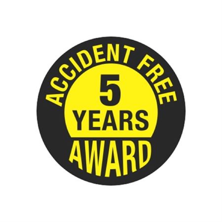 Accident Free 5 Years Award Hard Hat Decal